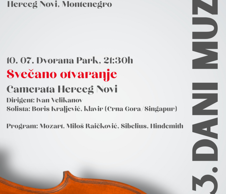 SVEČANO OTVARANJE 43. DANA MUZIKE: CAMERATA HERCEG NOVI
